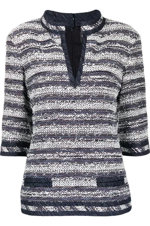 CHANEL Striped tweed blouse