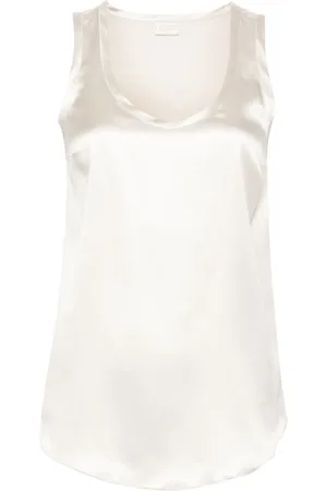Brunello Cucinelli Sleeveless silk-satin top