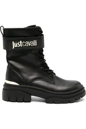 Roberto Cavalli Logo-plaque leather boots
