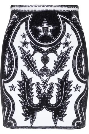 Balmain Western-stitching straight skirt