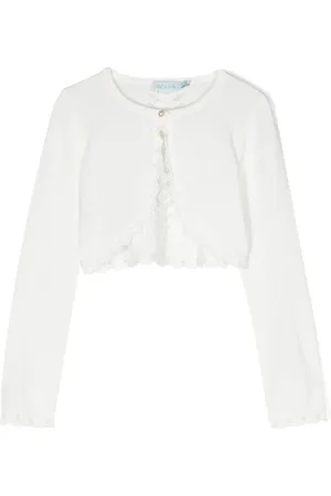 Abel & Lula Pointelle-knit cropped cardigan