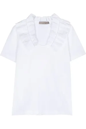 D.EXTERIOR Ruffled-collar jersey T-shirt