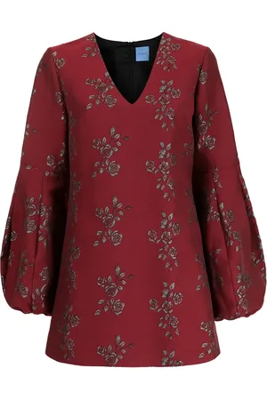 Macgraw Jacquard rose-embroidery minidress
