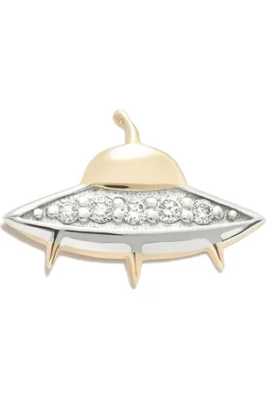 Sydney Evan 14kt yellow Flying Saucer diamond stud earring