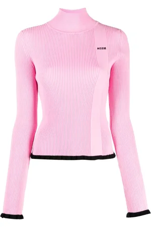 Msgm Intarsia-knit logo ribbed knit jumper