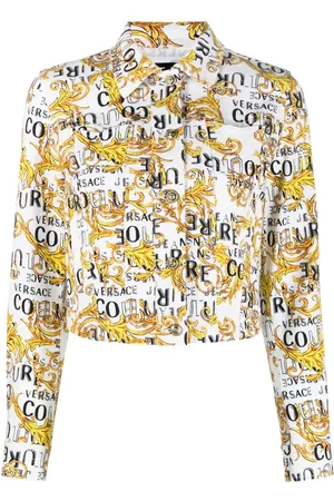 VERSACE Logo-print cropped jacket