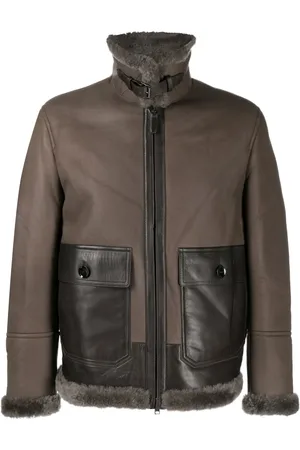 BRIONI Shearling panelled lambskin jacket