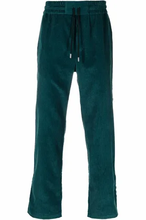 JUST DON Checked-stripe corduroy trousers