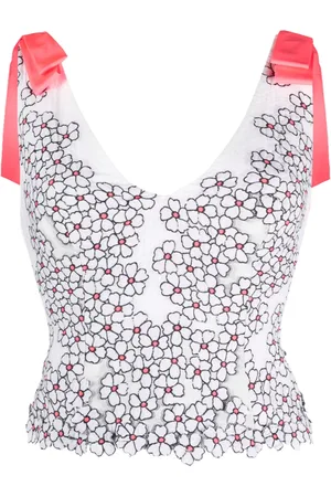 GEMY MAALOUF Floral-print tied-straps blouse