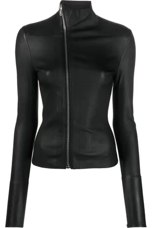 Rick Owens Off-centre zip-up leather jacket