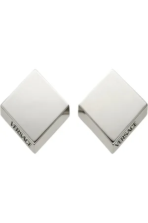 VERSACE Logo-engraved rhombus stud earrings