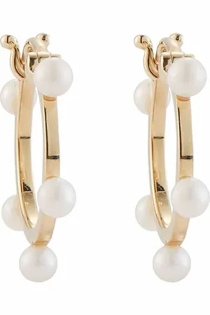 Mateo 14kt yellow small pearl dot hoops