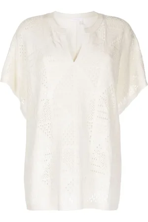 See by Chloé Open-knit split-neck top