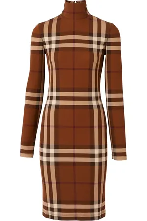 Burberry Check stretch jersey funnel-neck dress