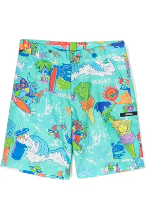 VERSACE Graphic-print cotton shorts