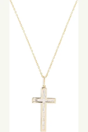 Sydney Evan 14kt yellow- diamond cross-pendant necklace