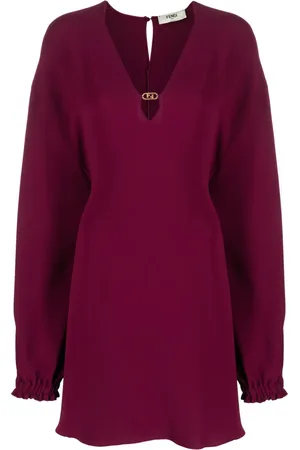 Fendi Cady logo-plaque silk minidress