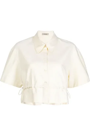 SYSTEM Drawstring short-sleeve cotton shirt