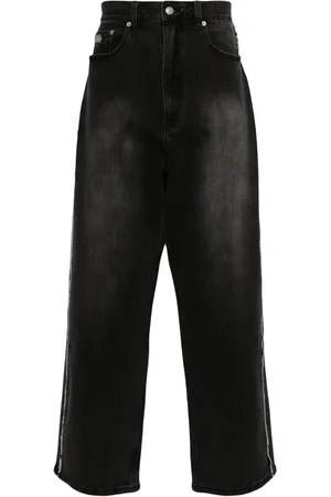 Izzue Drop-crotch logo-plaque jeans