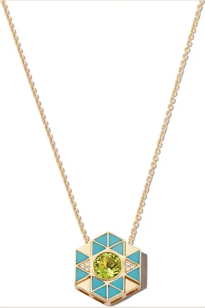 HARWELL GODFREY 18kt yellow Evil Eye turquoise peridot pendant necklace