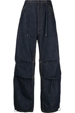 DARKPARK Contrast-stitching cotton wide-leg jeans