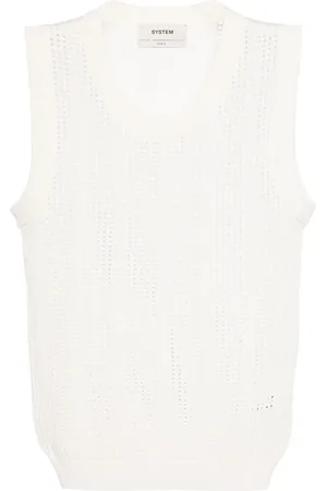 SYSTEM Round-neck open-knit tank top