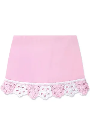 Nessi Byrd Floral appliqué-crochet miniskirt