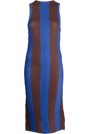 SUNNEI Pleated striped midi dress