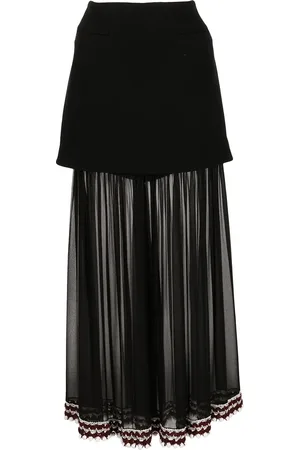 Proenza Schouler Crochet-trim chiffon panel skirt