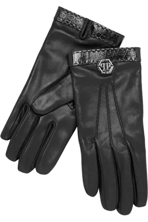 Philipp Plein Logo-patch leather gloves