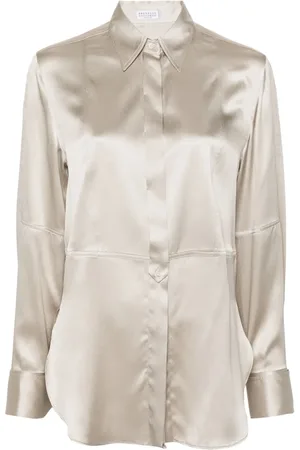 Brunello Cucinelli Pointed collar satin shirt