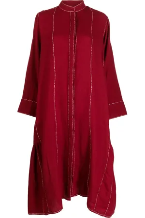 LOVEBIRDS Button-up wool midi dress