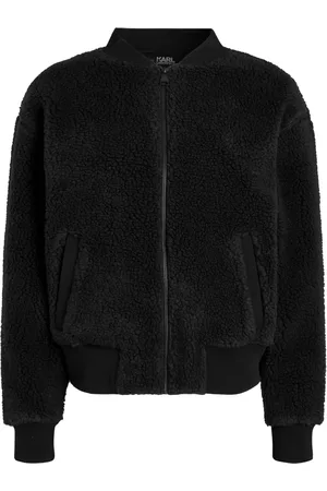 Karl Lagerfeld Logo-embroidered zip-up bomber jacket