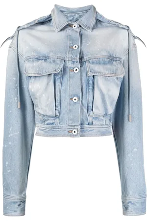 OFF-WHITE Distressed cropped denim jacket
