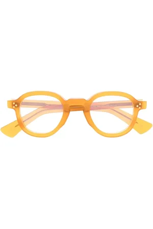 LESCA Logo-print round-frame glasses
