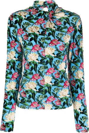 Paco rabanne Floral-jacquard twist-neck top