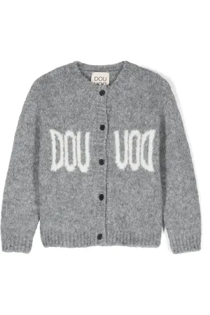 DOUUOD KIDS Logo-jacquard cardigan