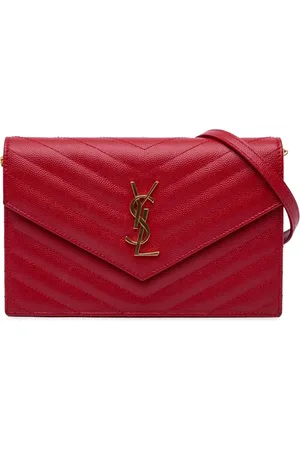 Saint Laurent 2016 Grain De Poudre Matelasse Chevron Monogram Chain Wallet crossbody bag
