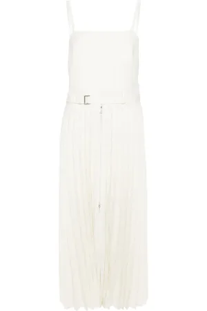 SACAI Pinstriped pleated maxi dress