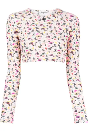 CHANEL 1995 shoe-print cropped T-shirt