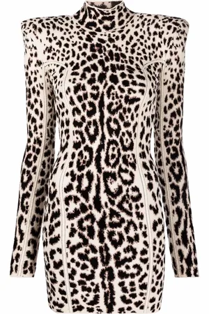 Roberto Cavalli Structured-shoulder leopard dress