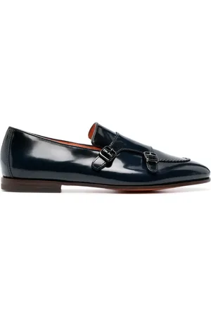 santoni Double-Buckle contrast-trim loafers