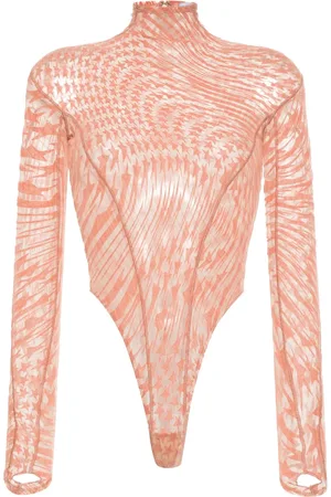 MUGLER Star-print mesh bodysuit