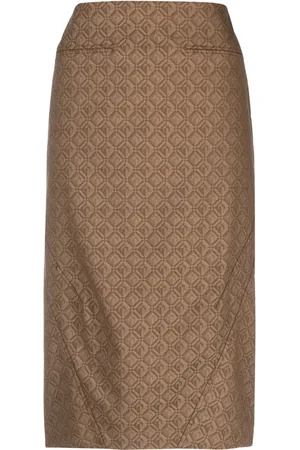 Marine Serre Regenerated Moon Diamant jacquard midi skirt