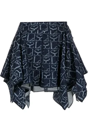 Ludovic De Saint Sernin Monogram-pattern asymmetric miniskirt