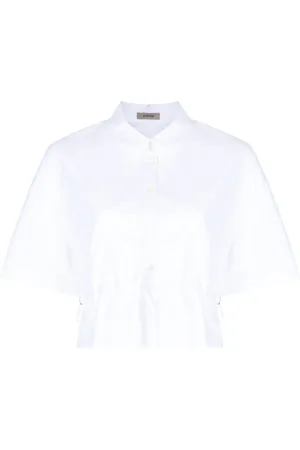 SYSTEM Drawstring short-sleeve cotton shirt