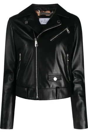 Philipp Plein Crystal-embellished leather biker jacket