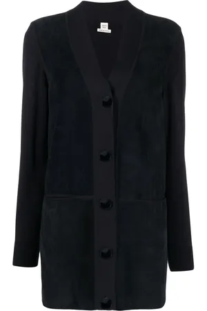 Hermès V-neck suede cardigan