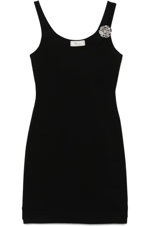 BLUMARINE Floral-brooch mini dress