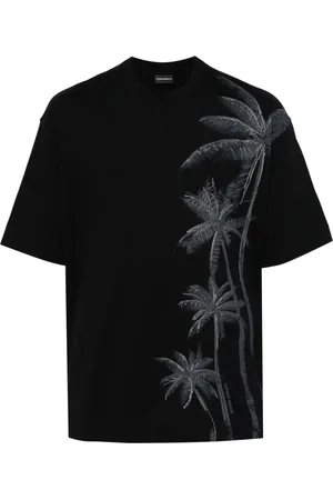 Emporio Armani Palm-tree print cotton T-shirt
